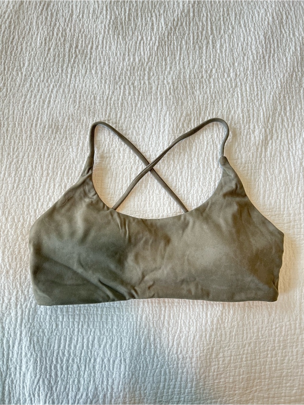 Crop Shop Boutique Olive Green Crisscross Back Sports Bra